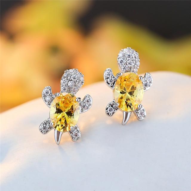 Sea Turtle Earrings in Zirconium and Silver 8