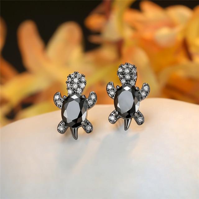 Sea Turtle Earrings in Zirconium and Silver 9