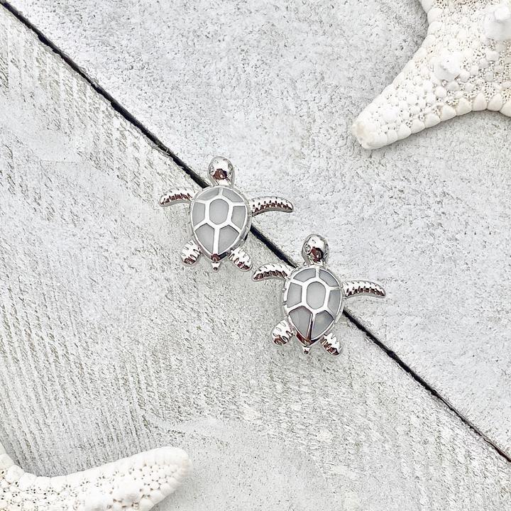 Sea Turtle Opal and Silver Earrings - Handcrafted Lightweight Jewelry 1