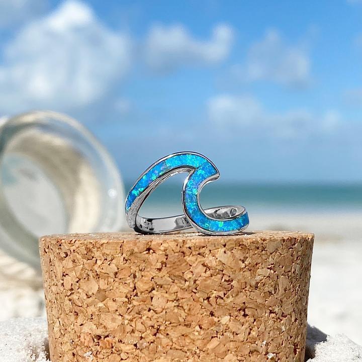 Sea Wave Opal and Silver Ring - Handmade Timeless Elegance 0