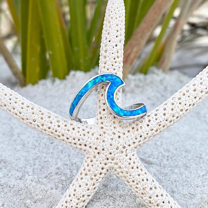 Sea Wave Opal and Silver Ring - Handmade Timeless Elegance 1