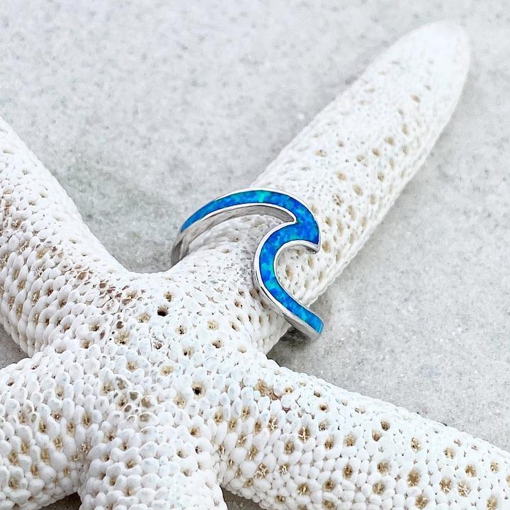 Sea Wave Opal and Silver Ring - Handmade Timeless Elegance 3
