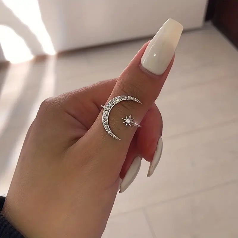 Silver Moon Zirconia Ring - Handmade Elegant Jewelry for Stacking or Standalone Wear 0