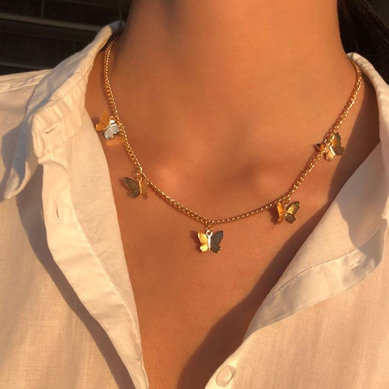 Silver and Gold Plated Butterfly Necklace 0