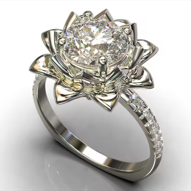 Silvered Bright Blossom Ring 0