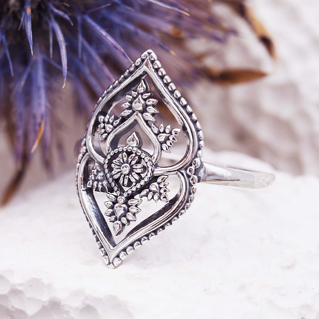Silvered Mandala Ring - A Timeless Symbol of Strength 0
