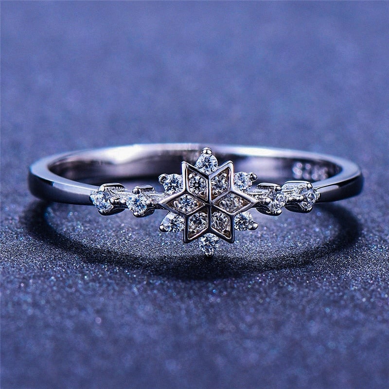 Snowflake Ring in Sterling Silver 925 - Handmade Unique Design 0