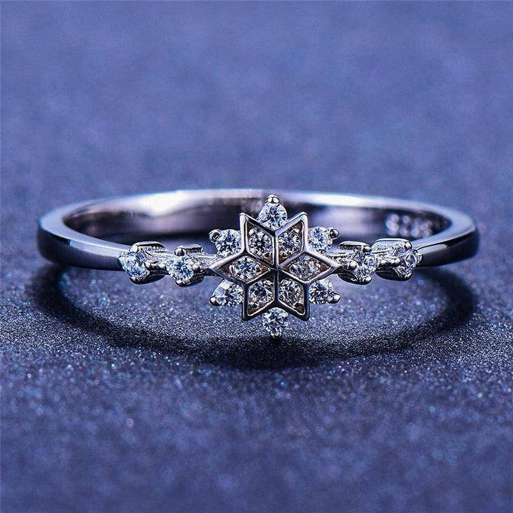 Snowflake Ring in Sterling Silver 925 - Handmade Unique Design 0