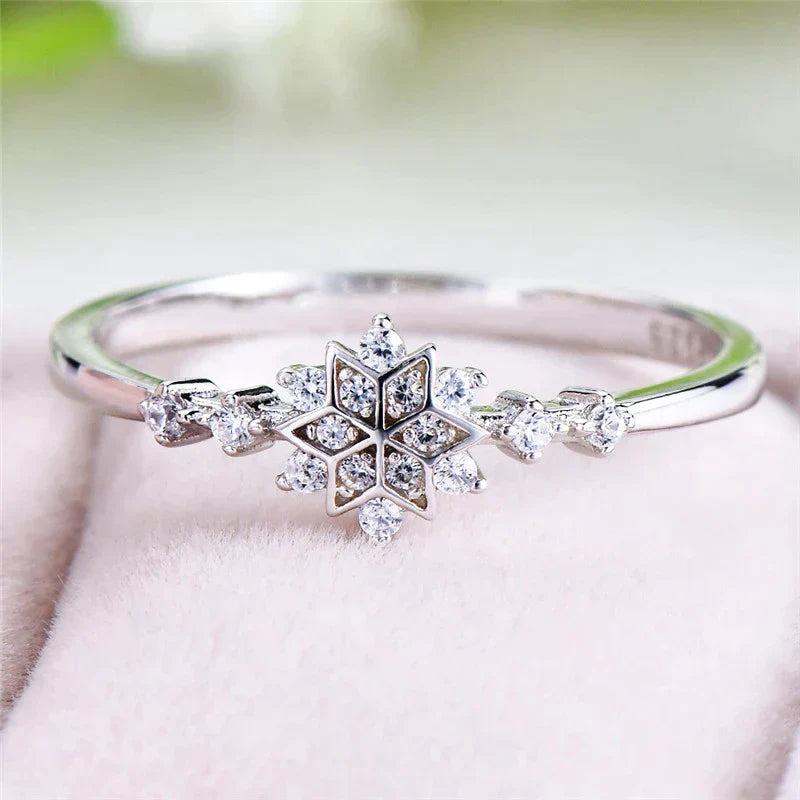 Snowflake Ring in Sterling Silver 925 - Handmade Unique Design 1