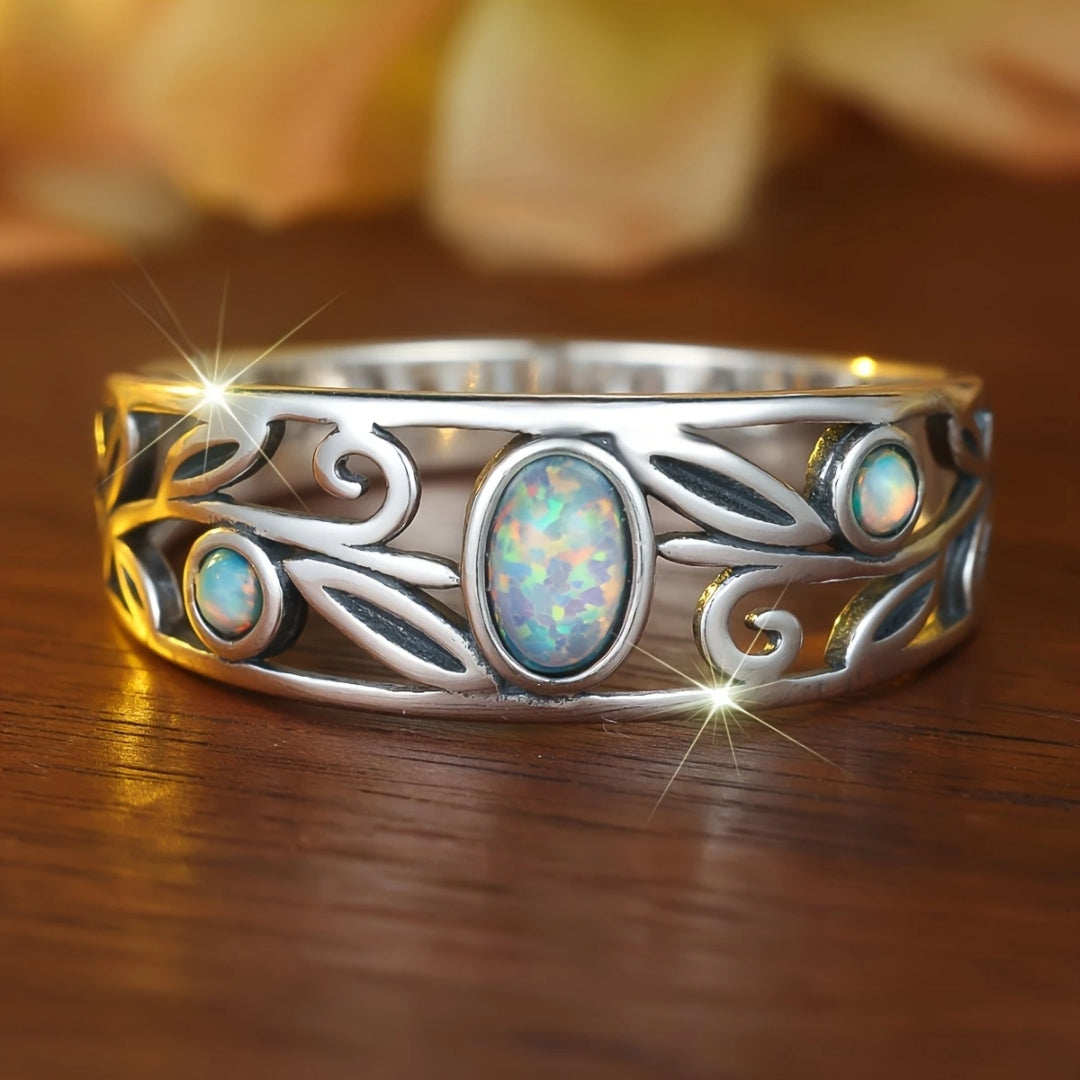 Sparkling Opal Silver Ring 0