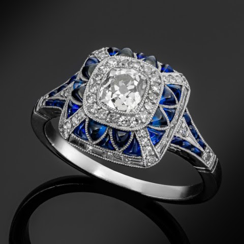 Square Blue Bright Ring 0