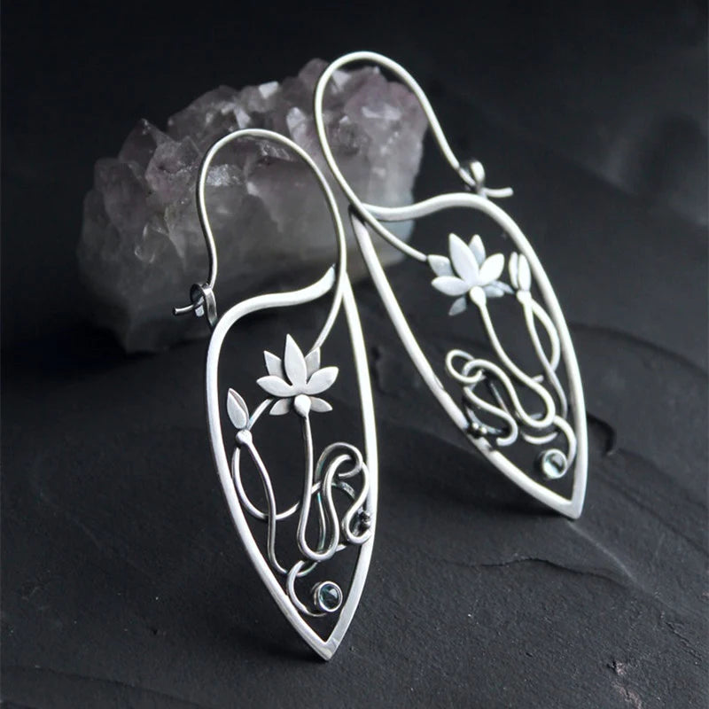 Sterling Silver Lotus Flower Earrings 0