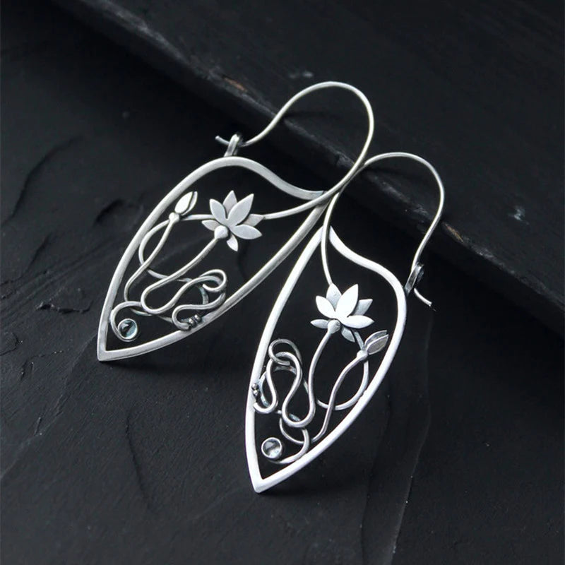 Sterling Silver Lotus Flower Earrings 1