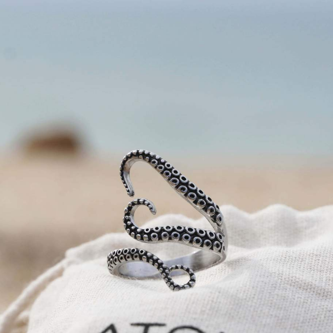 Tentacles Adjustable Silver Ring - Unique Handmade Sterling Silver Ring for Women 0