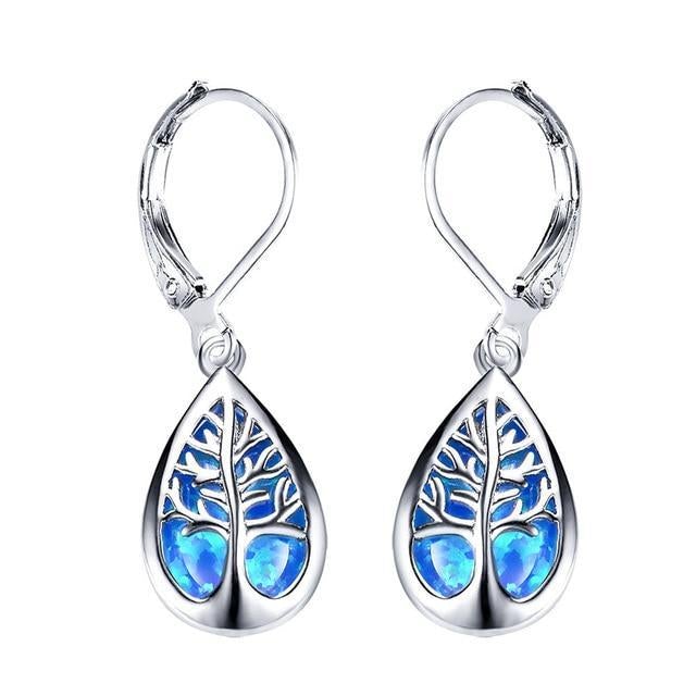 Tree of Life Opal and Silver Earrings 0
