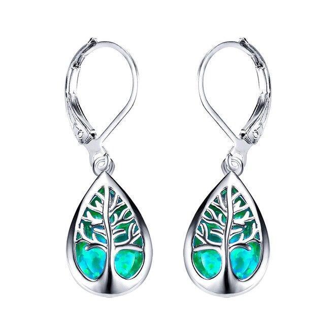 Tree of Life Opal and Silver Earrings 1