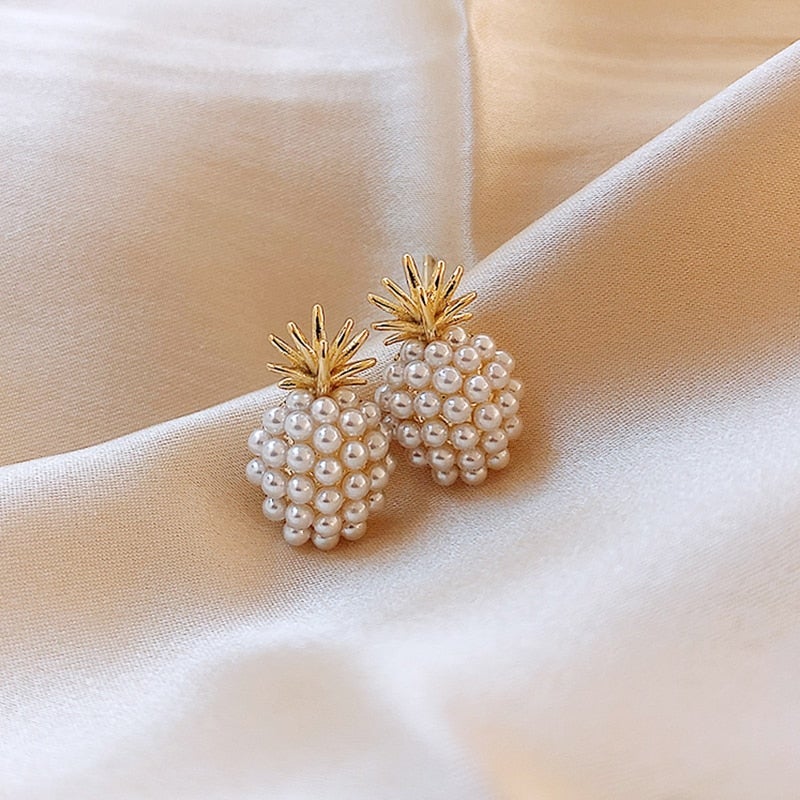 Tropical Pineapple and Pearl Encrusted Earrings 1
