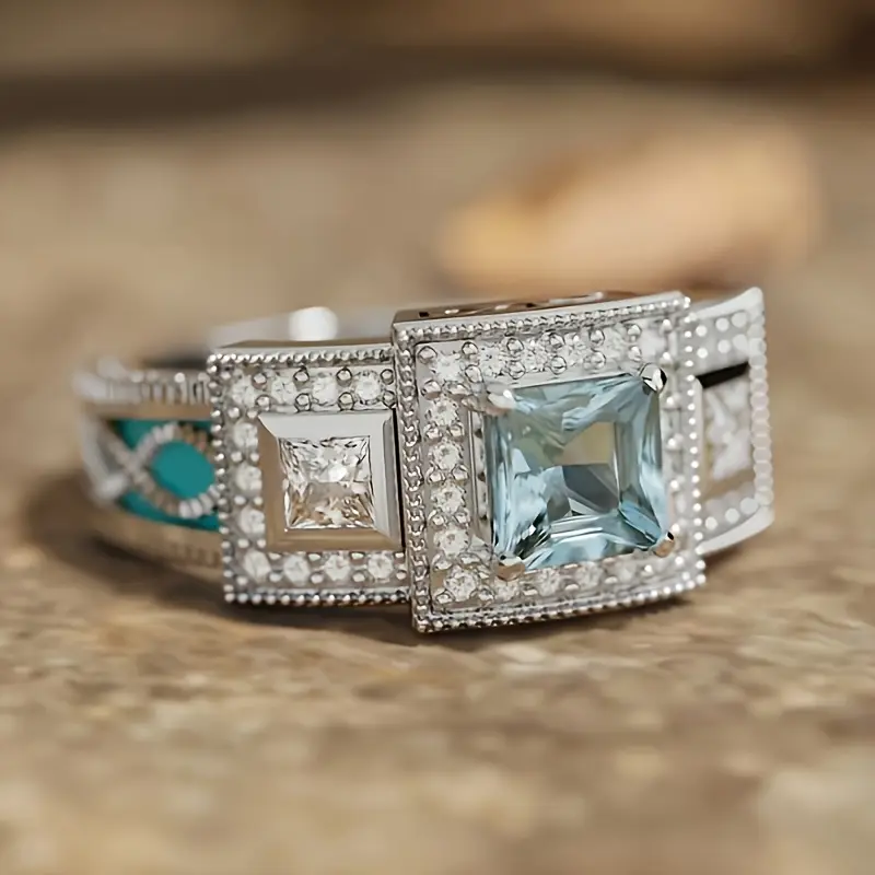 Turquoise Bright Silvered Ring 0