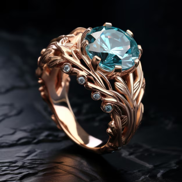 Turquoise Zirconia Rose Ring - A Timeless Symbol of Strength 0