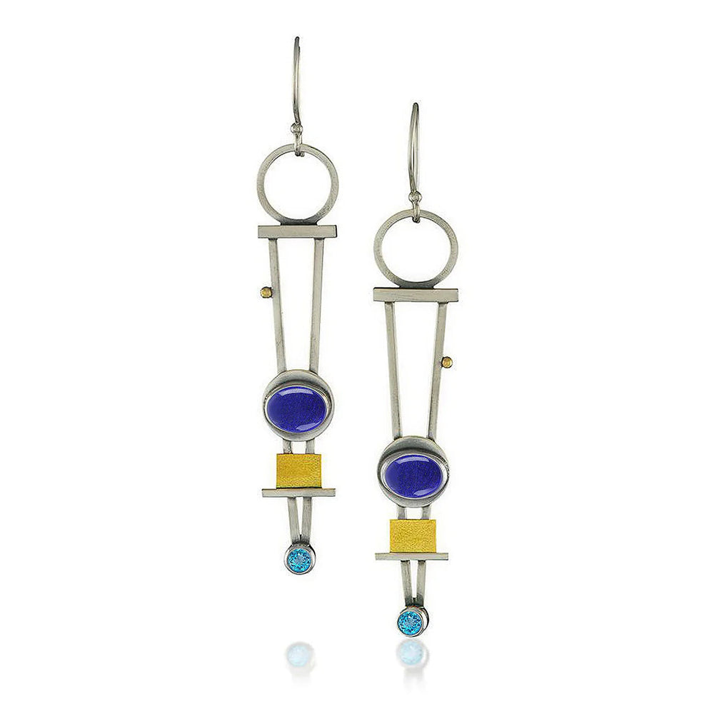 Two-Coloured Plaid Earrings 1