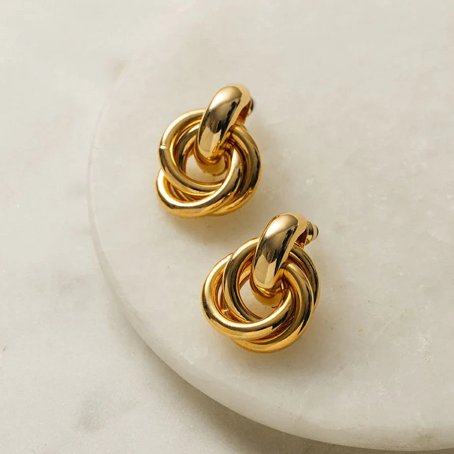 Statement Interlocking Earrings Silver