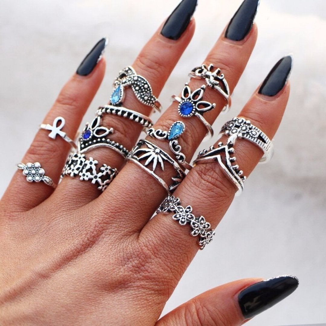 Unique Pack of 8 to 12 Handmade Silver Rings for Personalized Style 14