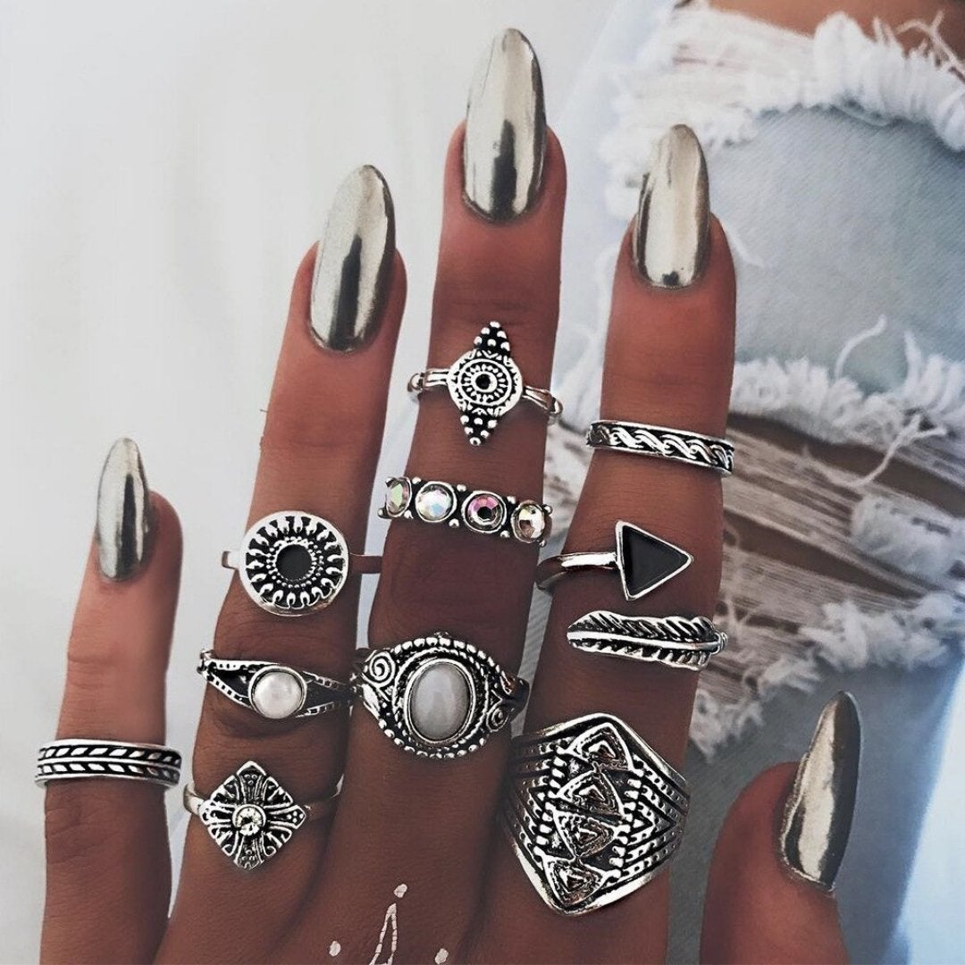 Unique Pack of 8 to 12 Handmade Silver Rings for Personalized Style 18