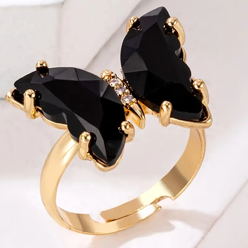 Vintage Black Butterfly Ring - Timeless Elegance 0
