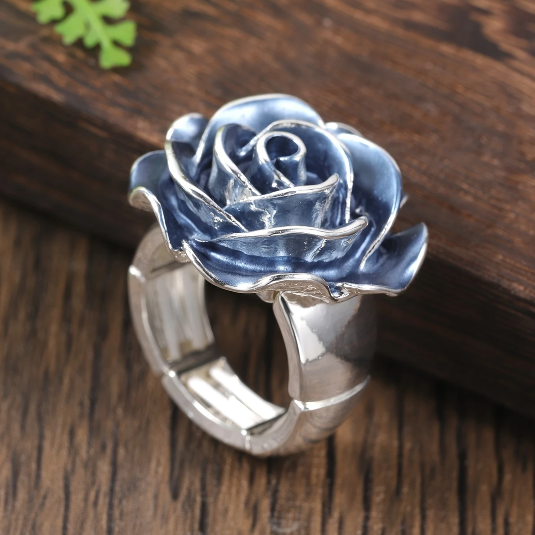 Vintage Blue Blossom Ring - Handmade Timeless Elegance 0