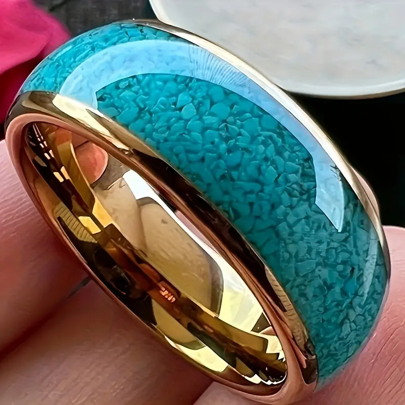 Vintage Blue Enamel Gold Ring 0