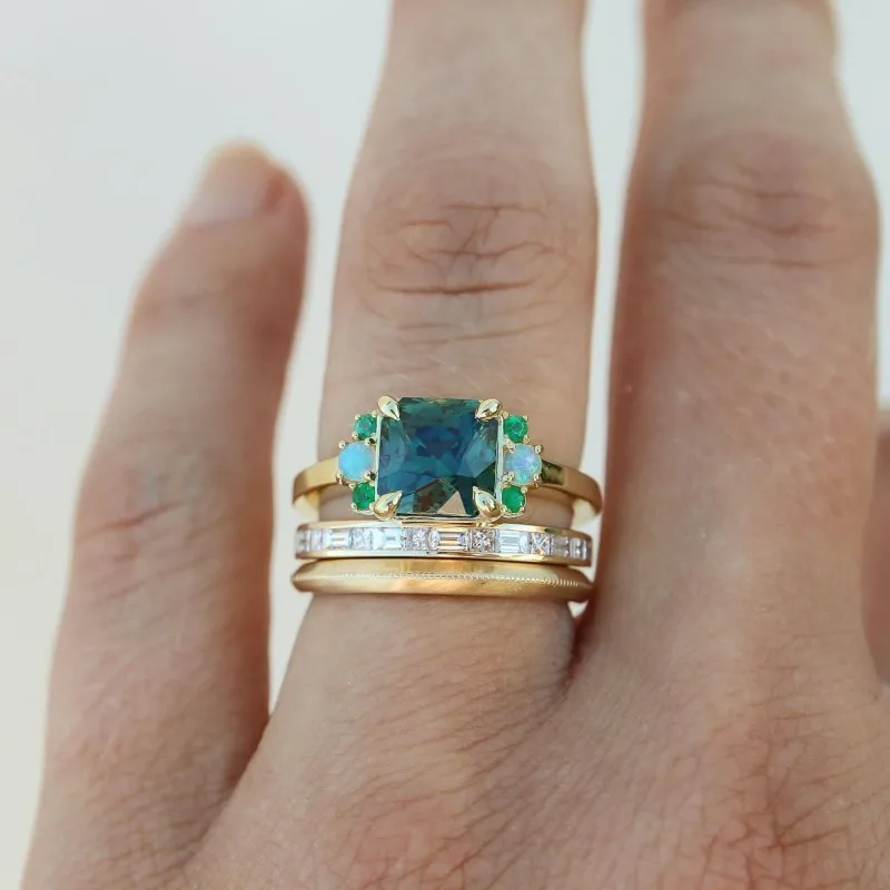 Vintage Blue Glass Ring Set - Handmade Timeless Jewelry for Stacking and Individual Wear 0