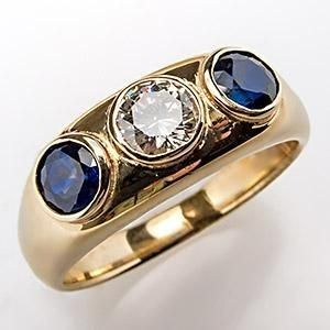 Vintage Blue Inlaid Glass Zirconia Gold Ring 0
