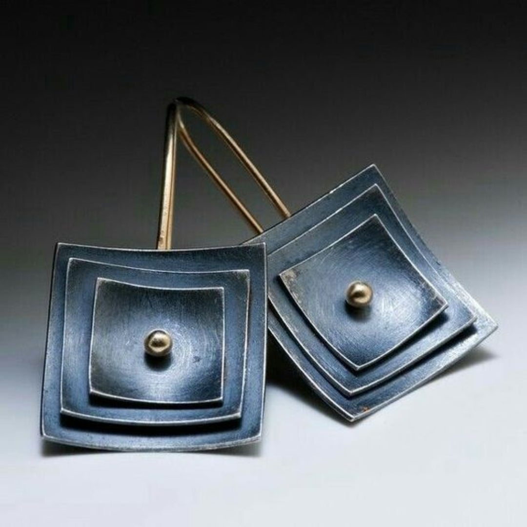 Vintage Blue Square Earrings for Effortless Elegance 0