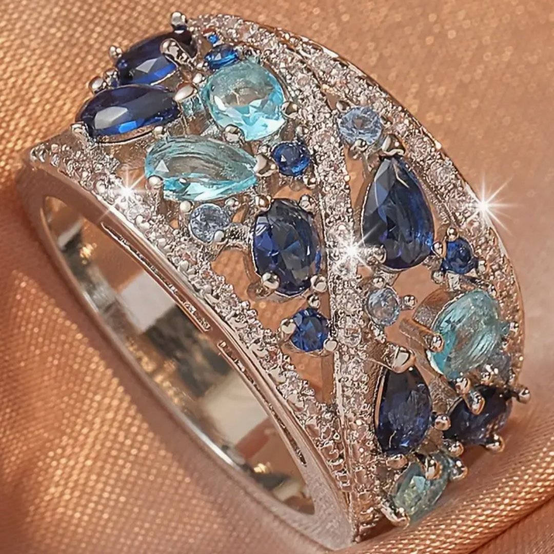 Vintage Blue Zirconia Ring - Timeless Elegance 0