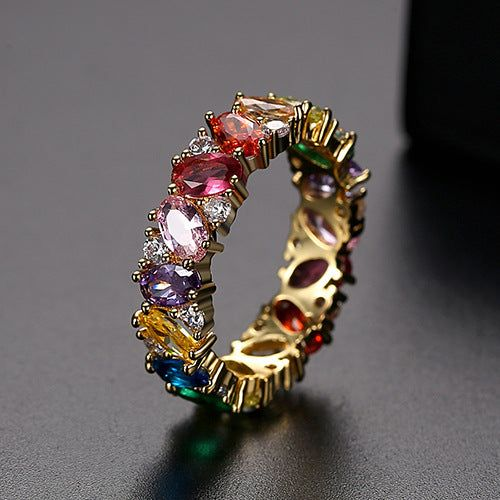 Vintage Colorful Zirconia Ring - Timeless Elegance 0