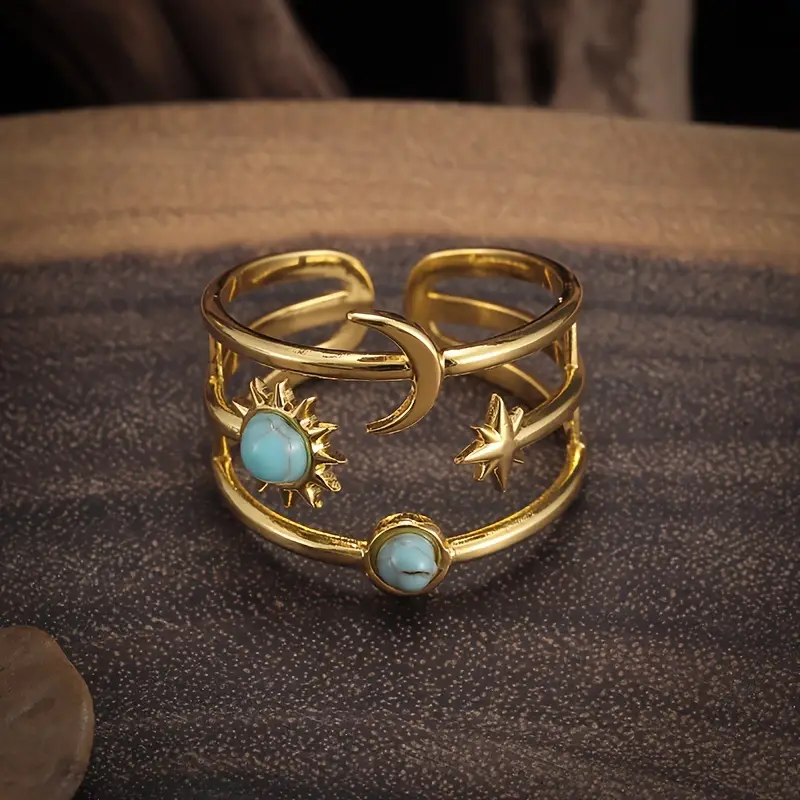 Vintage Cosmic Blue Opal Ring - Handmade Unique Design, Timeless Jewelry 0