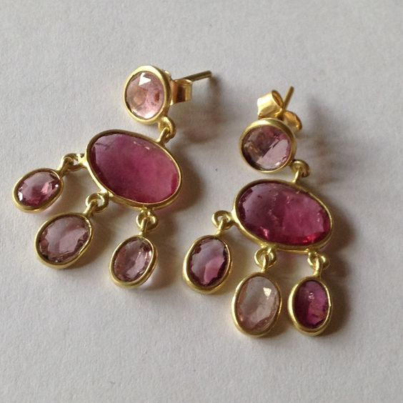 Vintage Garnet Stone Rain Earrings 0