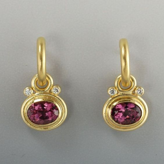 Vintage Garnet Zirconia Golden Earrings 0