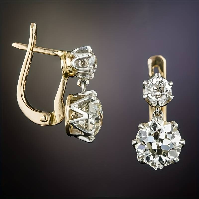 Vintage Gold & Zirconia Earrings for Everyday Elegance 0