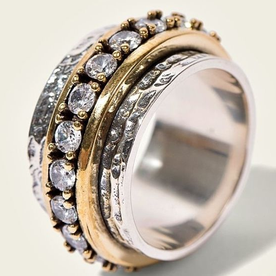 Vintage Golden & Silver Zirconia Ring 0