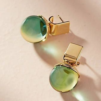 Vintage Green Crystal Golden Earrings 0
