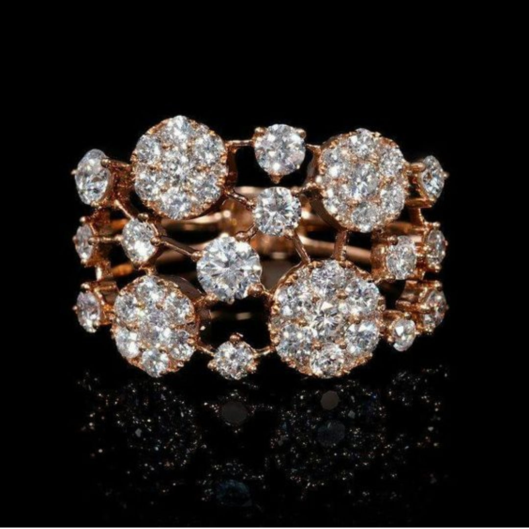 Vintage Inlaid Bright Stones Rose Gold Ring 0
