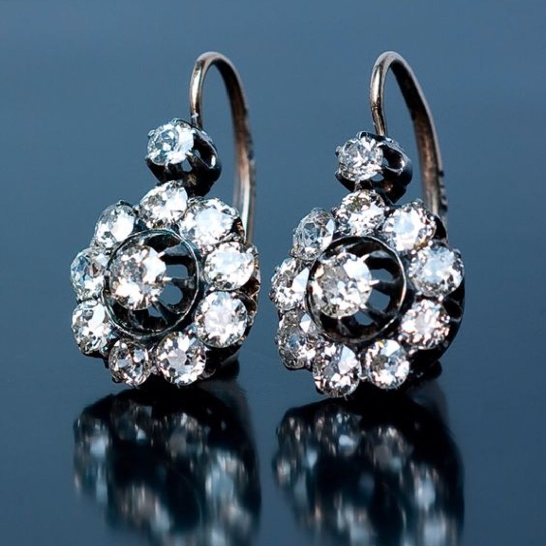 Vintage Inlaid Crystals Rounded Earrings 0