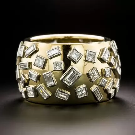 Vintage Inlaid Glass Gold Ring - Handcrafted Elegant Accessory for Any Occasion 0