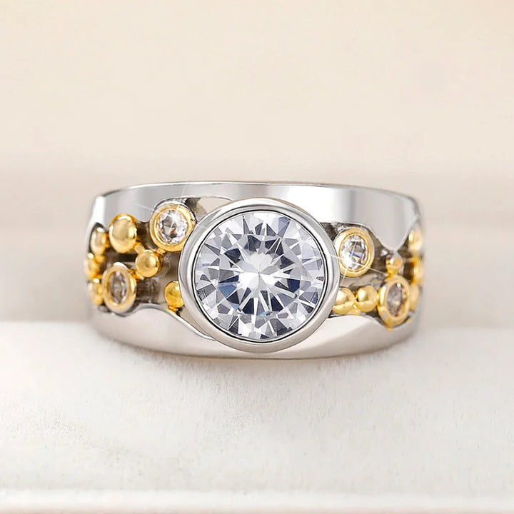 Vintage Inlaid Zirconia Gold & Silver Ring 2