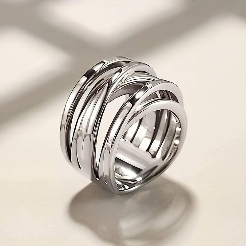 Vintage Layered Silver Ring 0