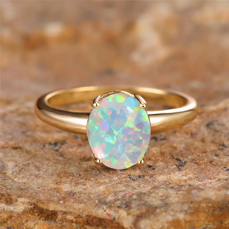 Vintage Opal Golden Ring - Timeless Elegance 0