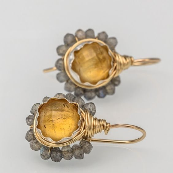 Vintage Orange Crystal Gold Earrings 0