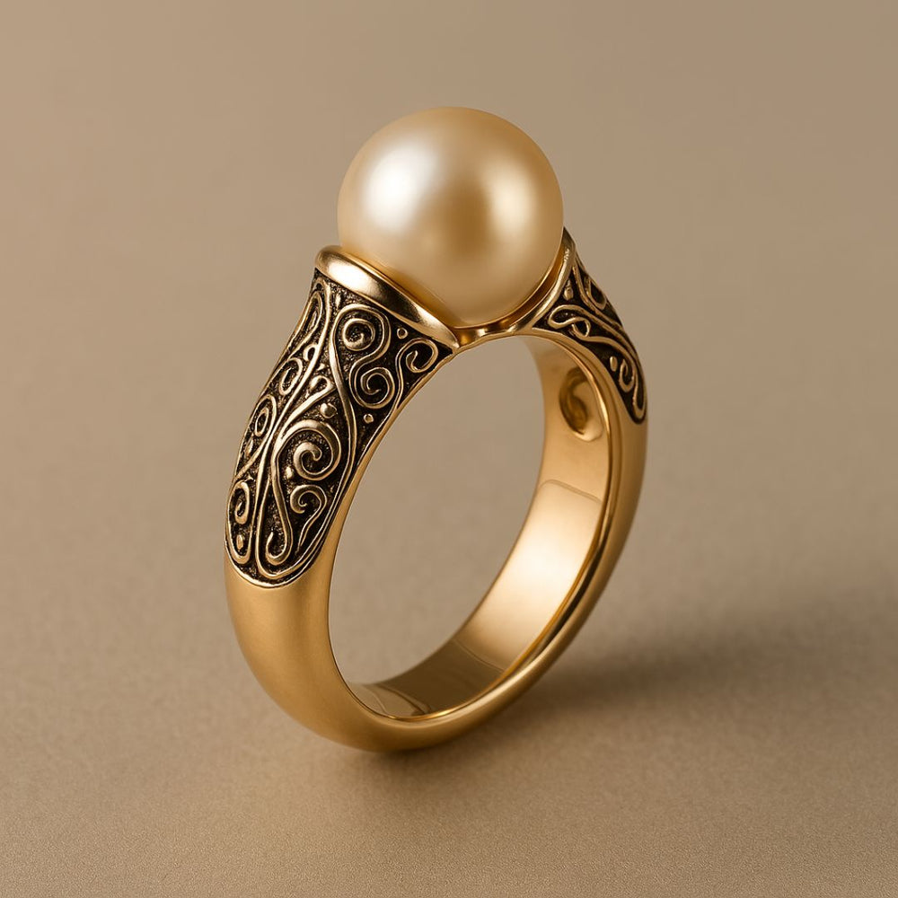 Vintage Pearl Gold Ring for Women - Timeless Elegance 1