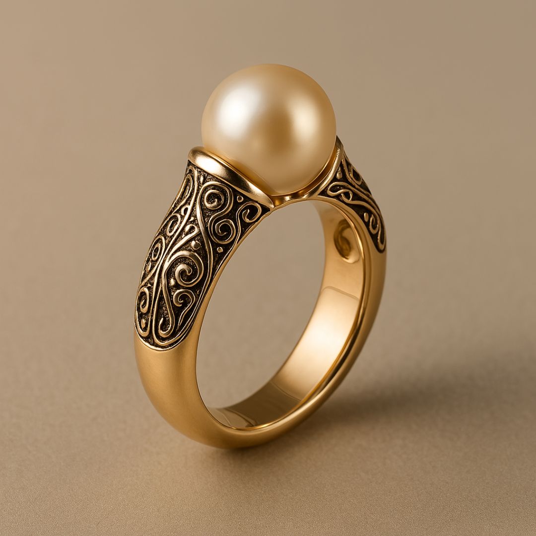 Vintage Pearl Gold Ring for Women - Timeless Elegance 1